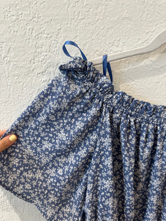 Blue Floral Blouse - Off shoulder